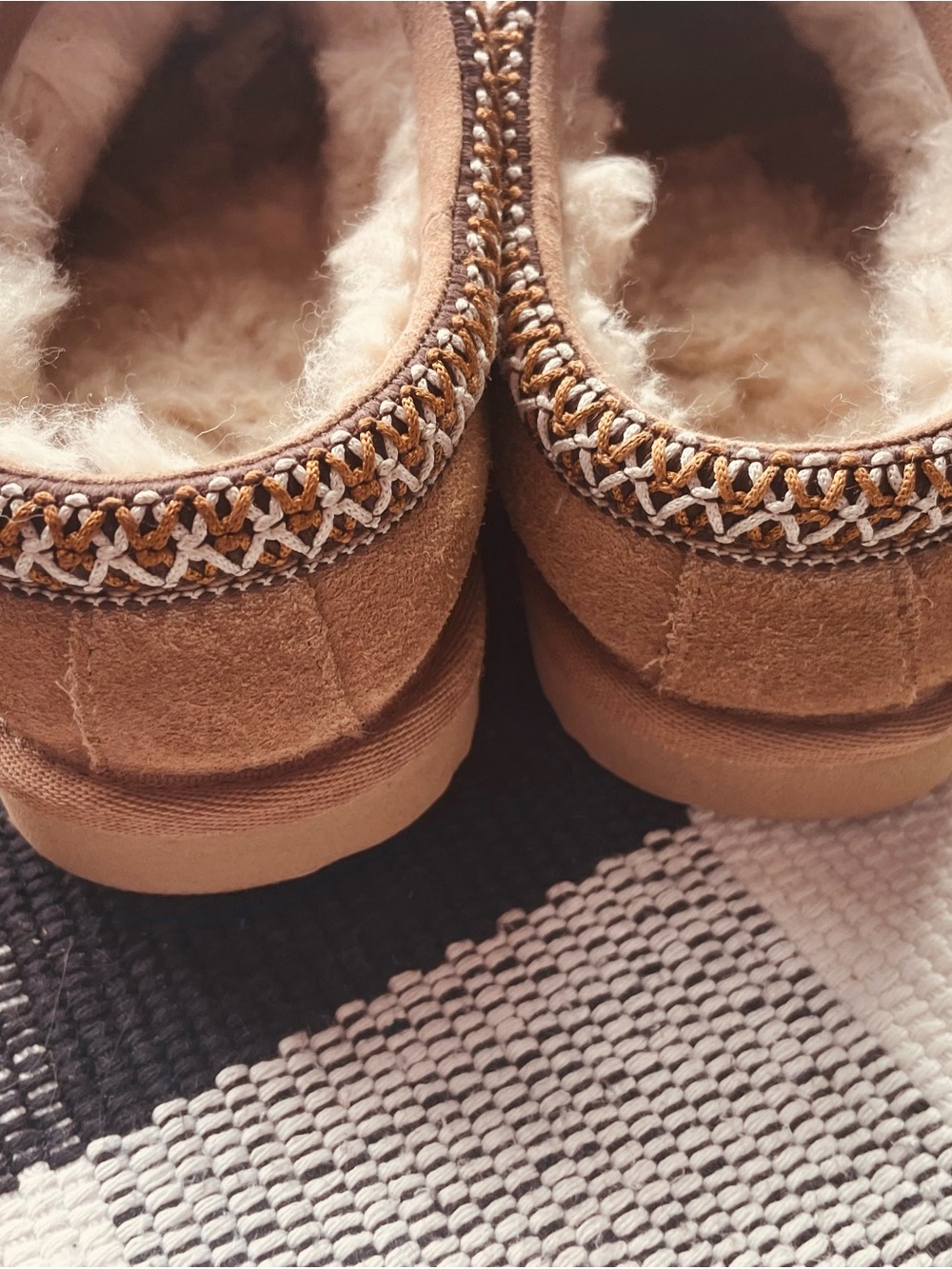 UGG Chestnut Suede Shearling-Lined Youth Slip-On Slippers- Tasman - Picture 6 of 7